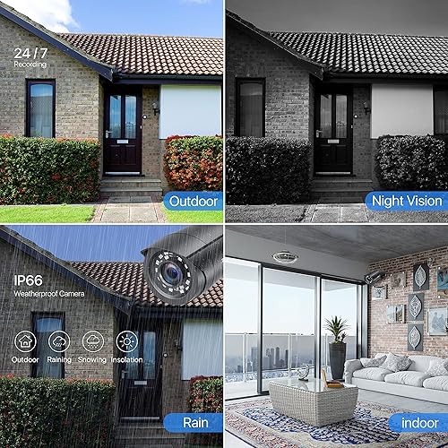 Miniatura 9 de ZOSI Paquete de 4 cámaras de seguridad para el hogar HD-TVI de 2MP 1080p HD-TVI 1920 TVL, 24 LED, visión nocturna de 80 pies, ángulo de visión de