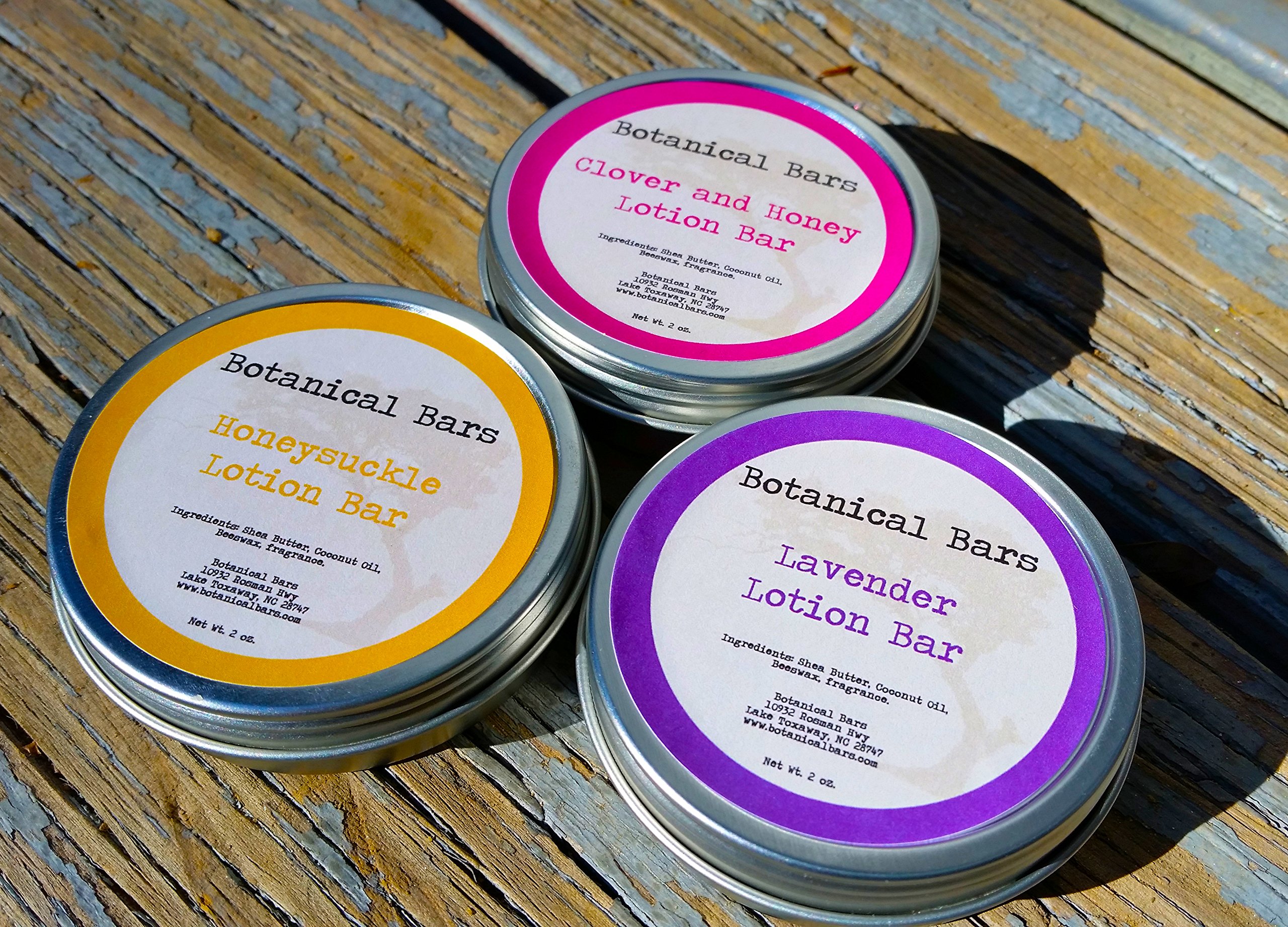 Botanical Bars Floral Lotion Bar Set - 3 Lotion 2oz Each - Lavender, Honeysuckle, and Clover and Honey