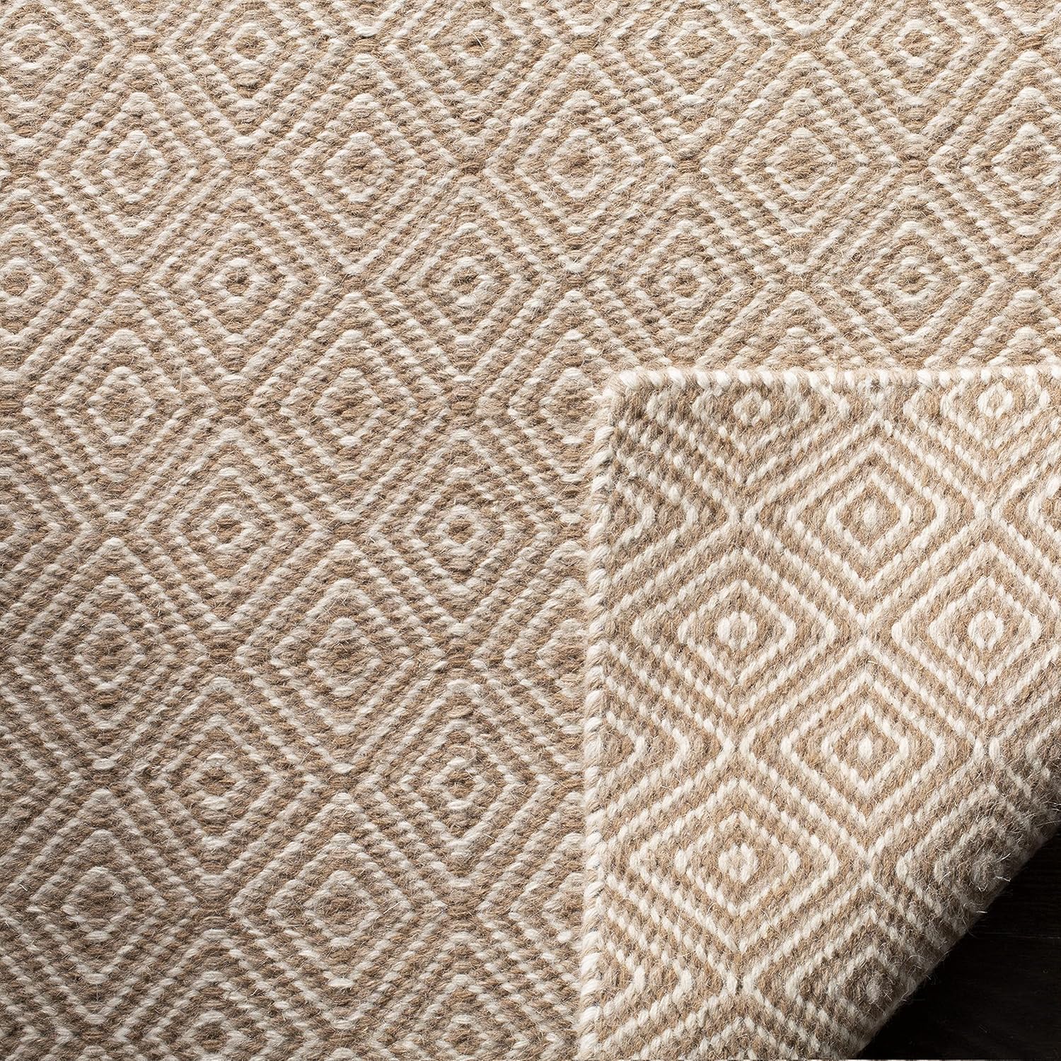 SAFAVIEH Oasis Collection Area Rug - 6' x 9', Brown & Ivory, Handmade Flat Weave Wool, Ideal for High Traffic Areas in Living Room, Bedroom (OAS525D)