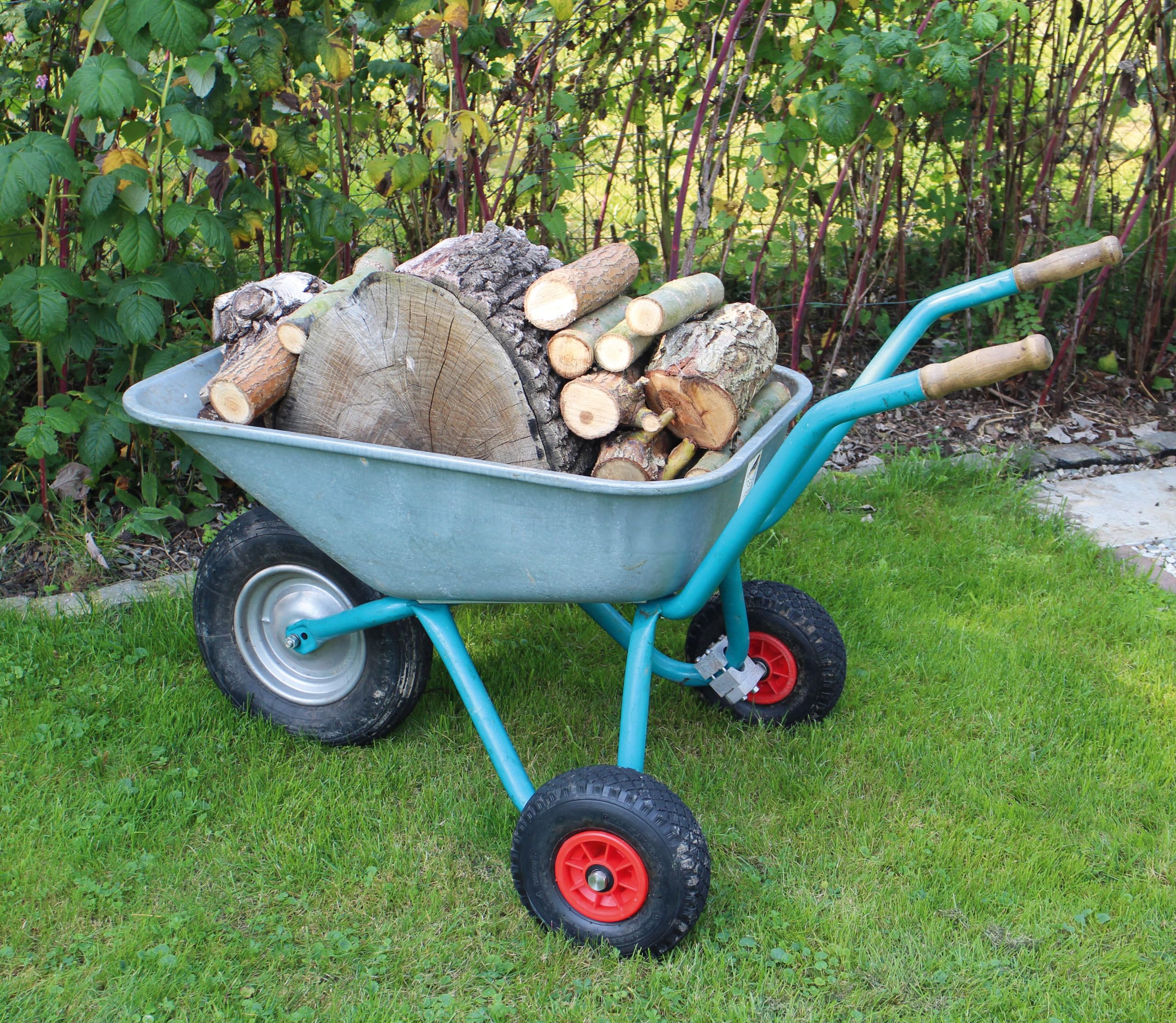 Kerbl 2X Ruedas de Apoyo para Carretilla, Juego de 2, Ruedas adicionales, Ruedas para Carretilla, Negro, PU, Ø25cm, para Agricultores, jardineros Aficionados, Montaje sin taladrar