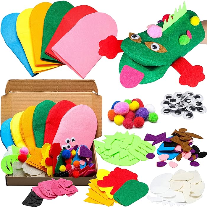 Buy WATINC 6Pcs Hand Puppet Making Kit for Kids Art Craft Felt Sock