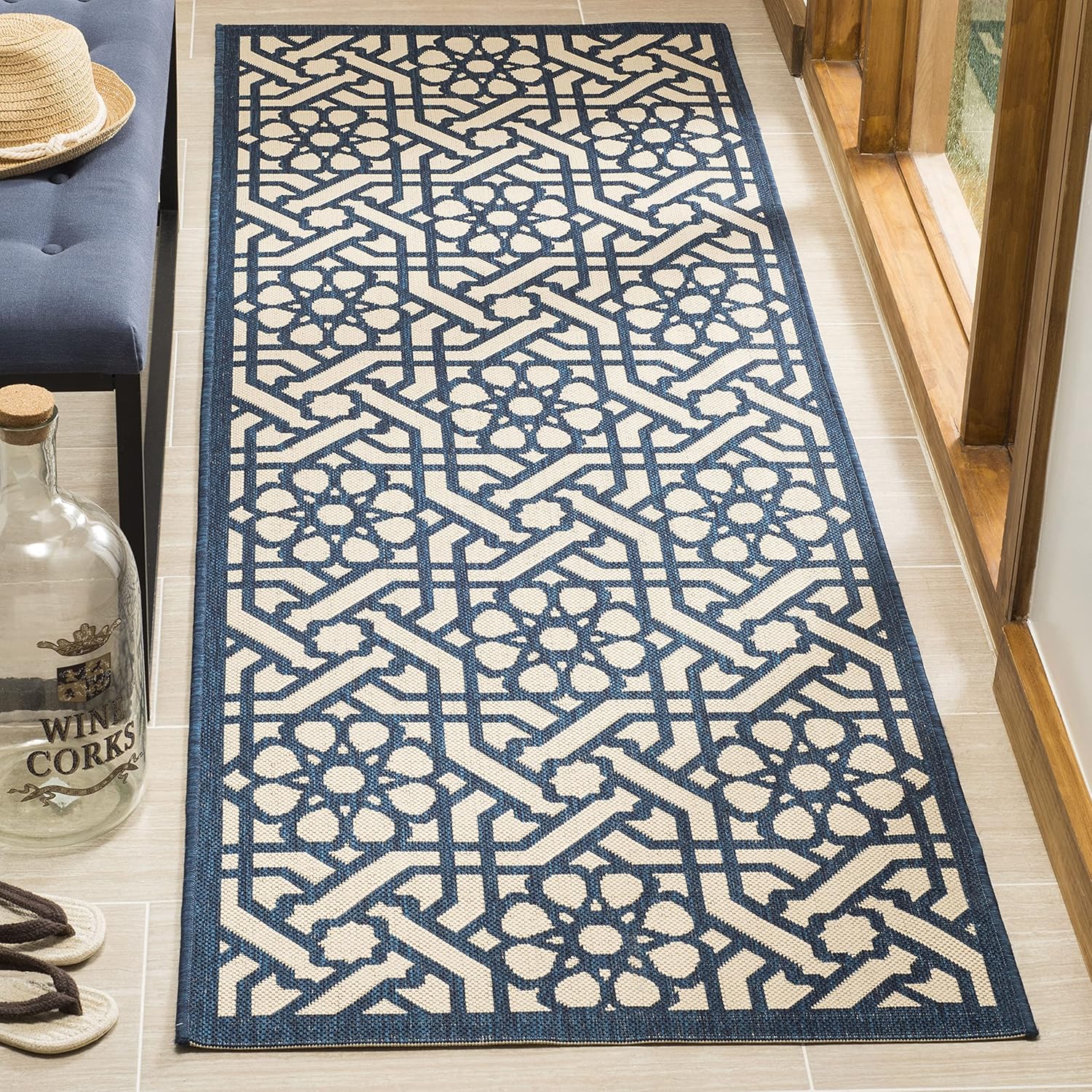 Martha Stewart x SAFAVIEH Outdoor Area Rug Collection - 2'7" x 8'2" Runner, Mariner, Weather Resistant & Washable, Ideal for Patio, Backyard, Mudroom, Deck, Hallway (MSR4245-258)