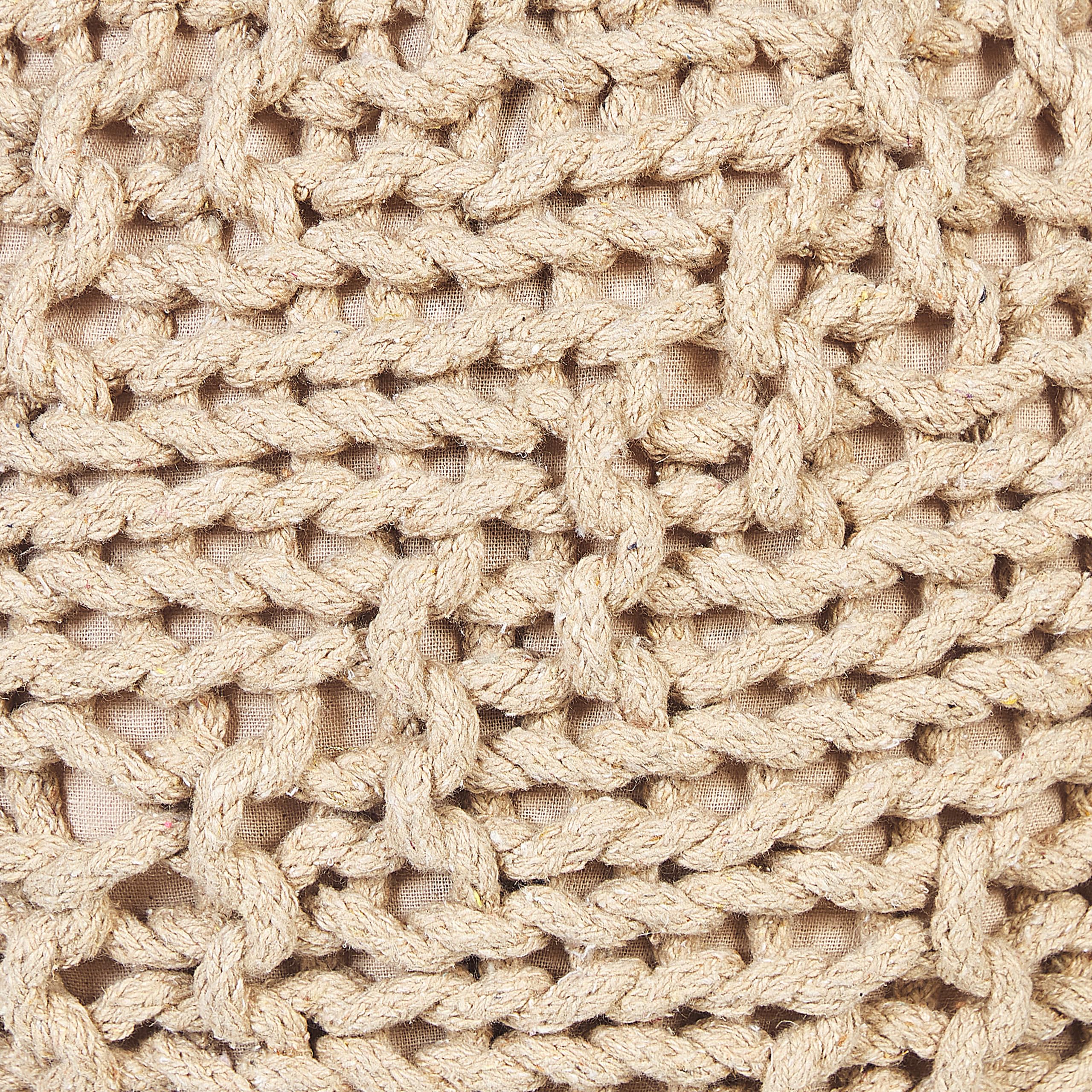 Otomana de algodón beige 50 x 35 cm puf reposapiés bolas EPS moderno Priene