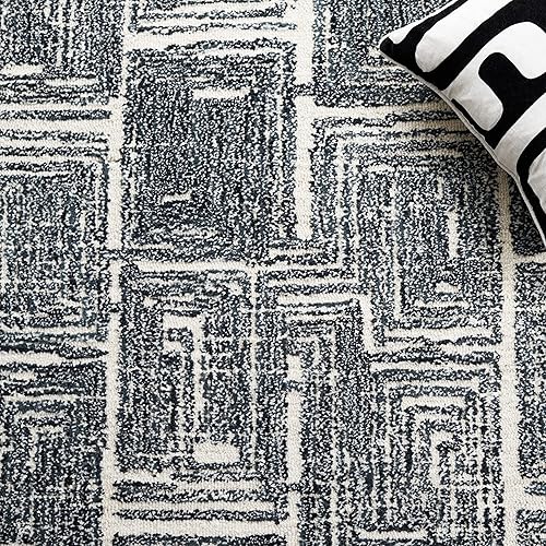 Miniatura 5 de Safavieh Metro Collection - Alfombra cuadrada de 6 pies, color negro y marfil, hecha a mano de lana abstracta moderna, ideal para zonas de alto