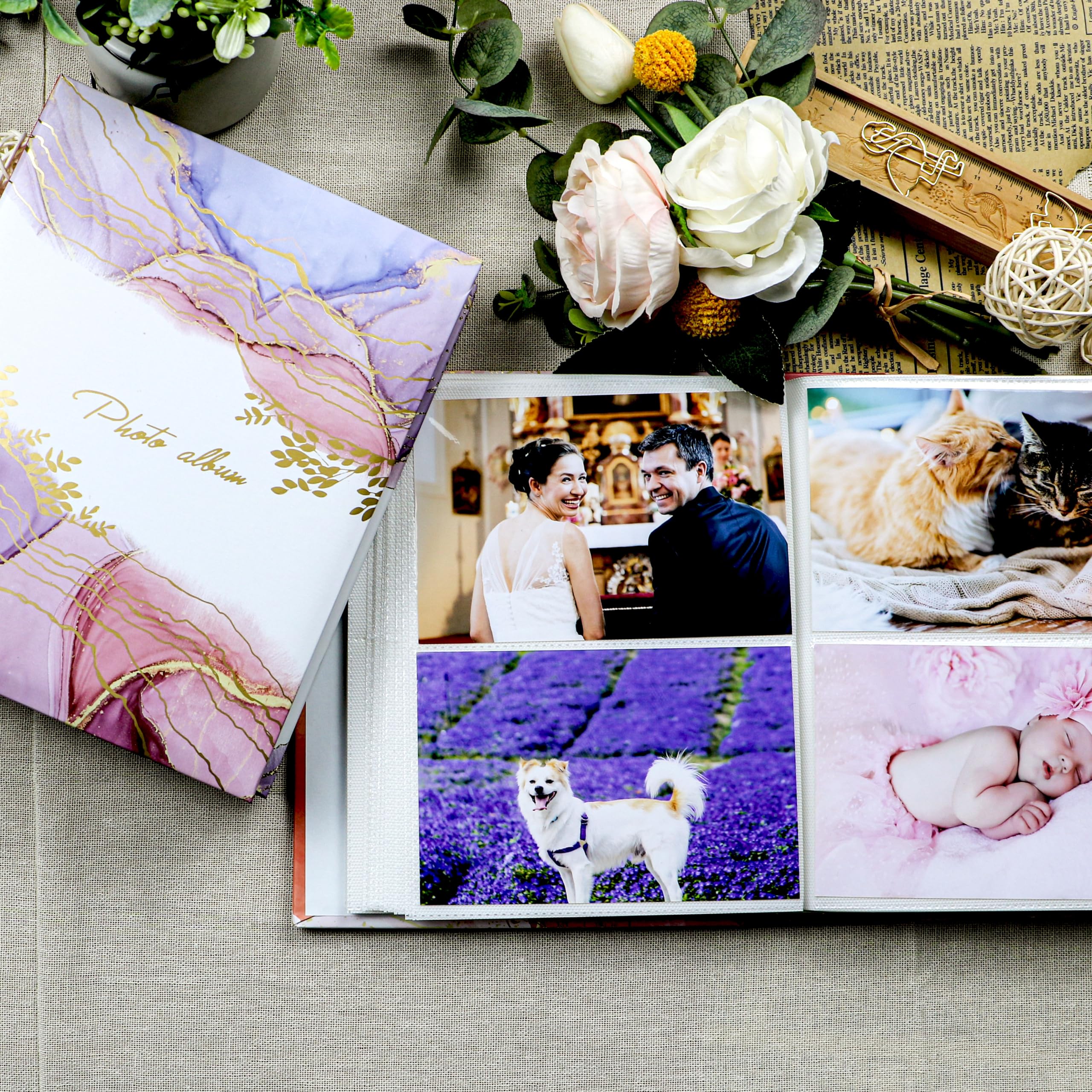 Holoary Fotoalbum Wildleder - 200 Fotos 10x15 Cm, Für Hochzeit, Reise & Familie (Weiß)