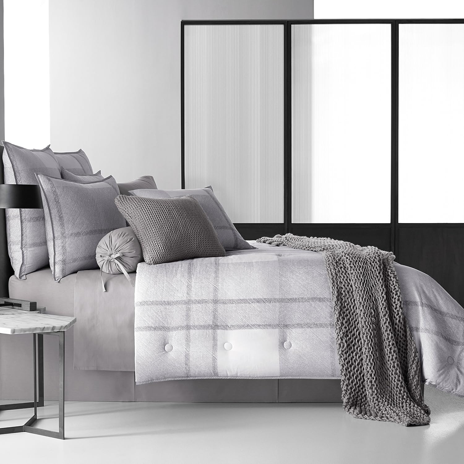 Five Queens Court Langdon 100% Brushed Cotton Duvet, Full/Queen, Grey/White