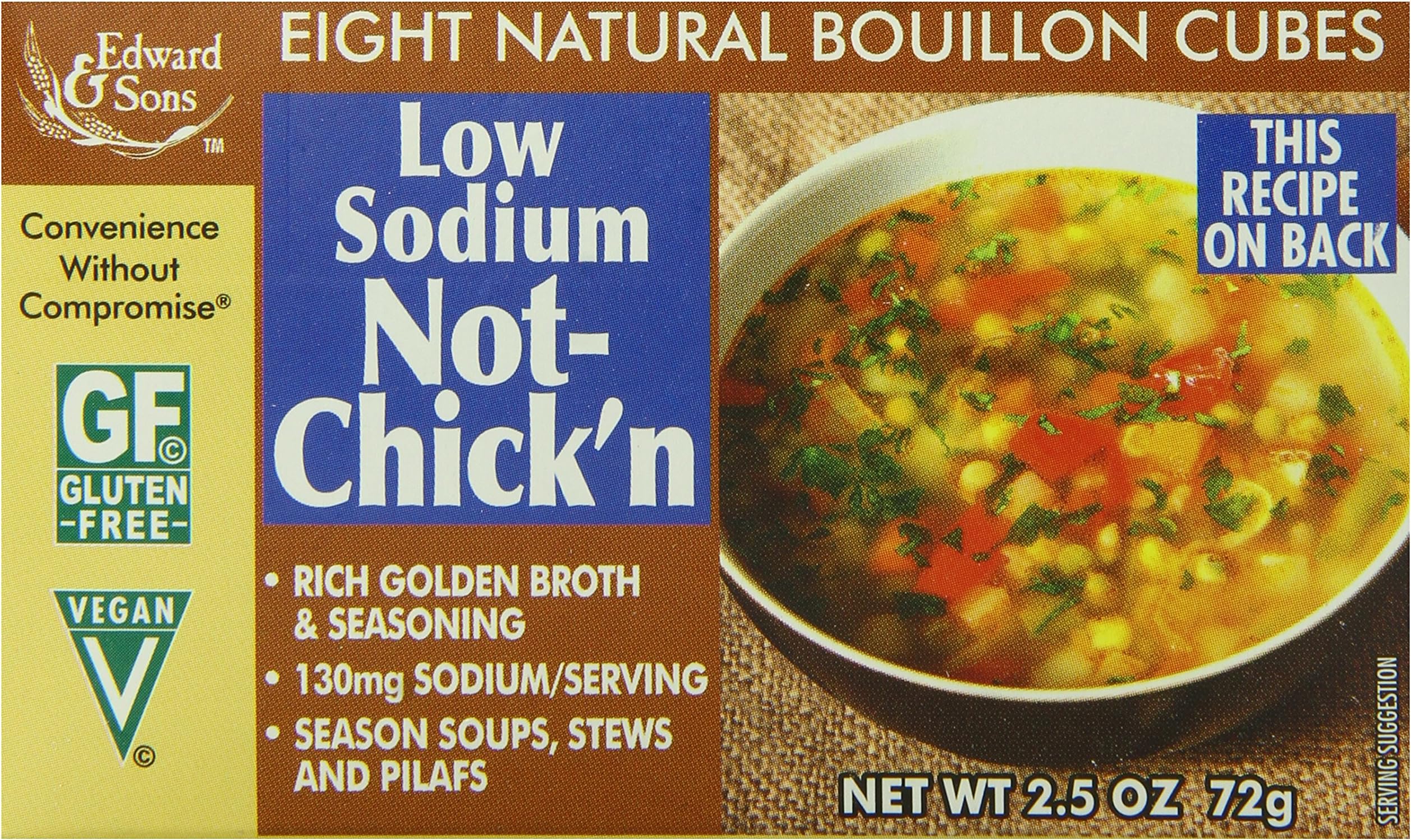 Amazon.com : Edward & Sons Low Sodium Not Chicken Bouillon Cubes, 2.5 ...