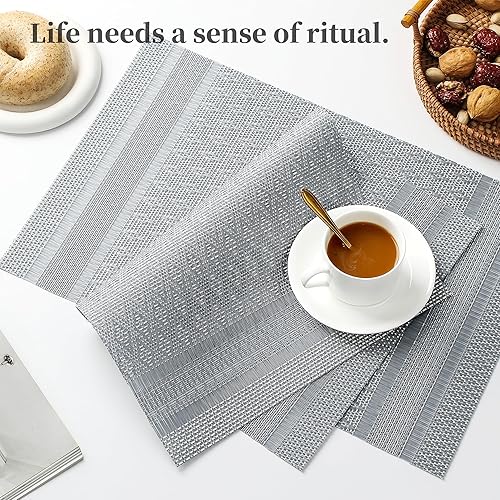 Miniatura 334 de Leetaltree - Manteles individuales, resistentes al calor, antideslizantes, para mesa de comedor, lavables, duraderos, tejido de PVC