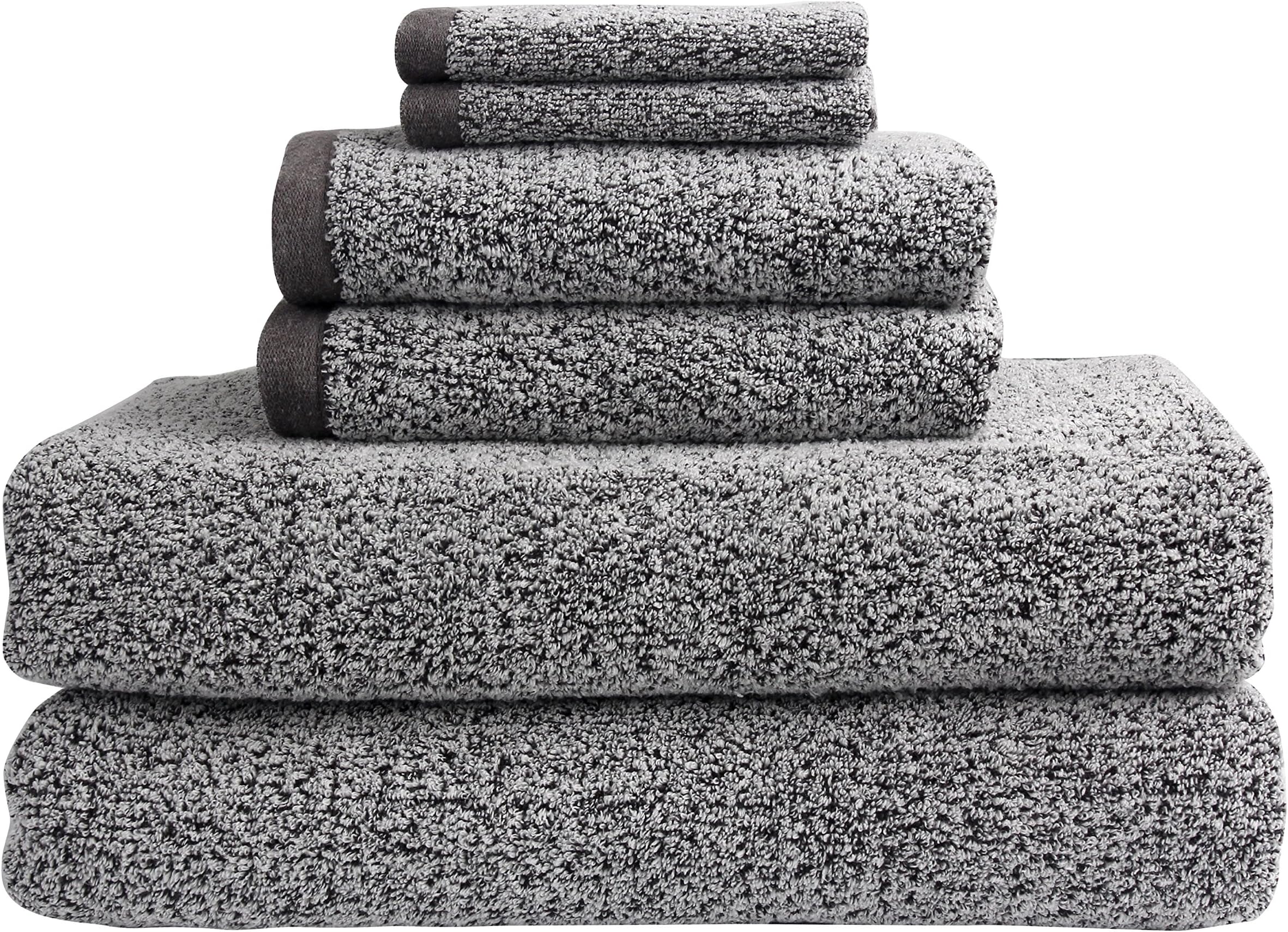 EverplushDiamond Jacquard 6 Pieces Extra Large Bath Sheet Set, Grey (Super Absorbent, Soft, and Quick Dry)