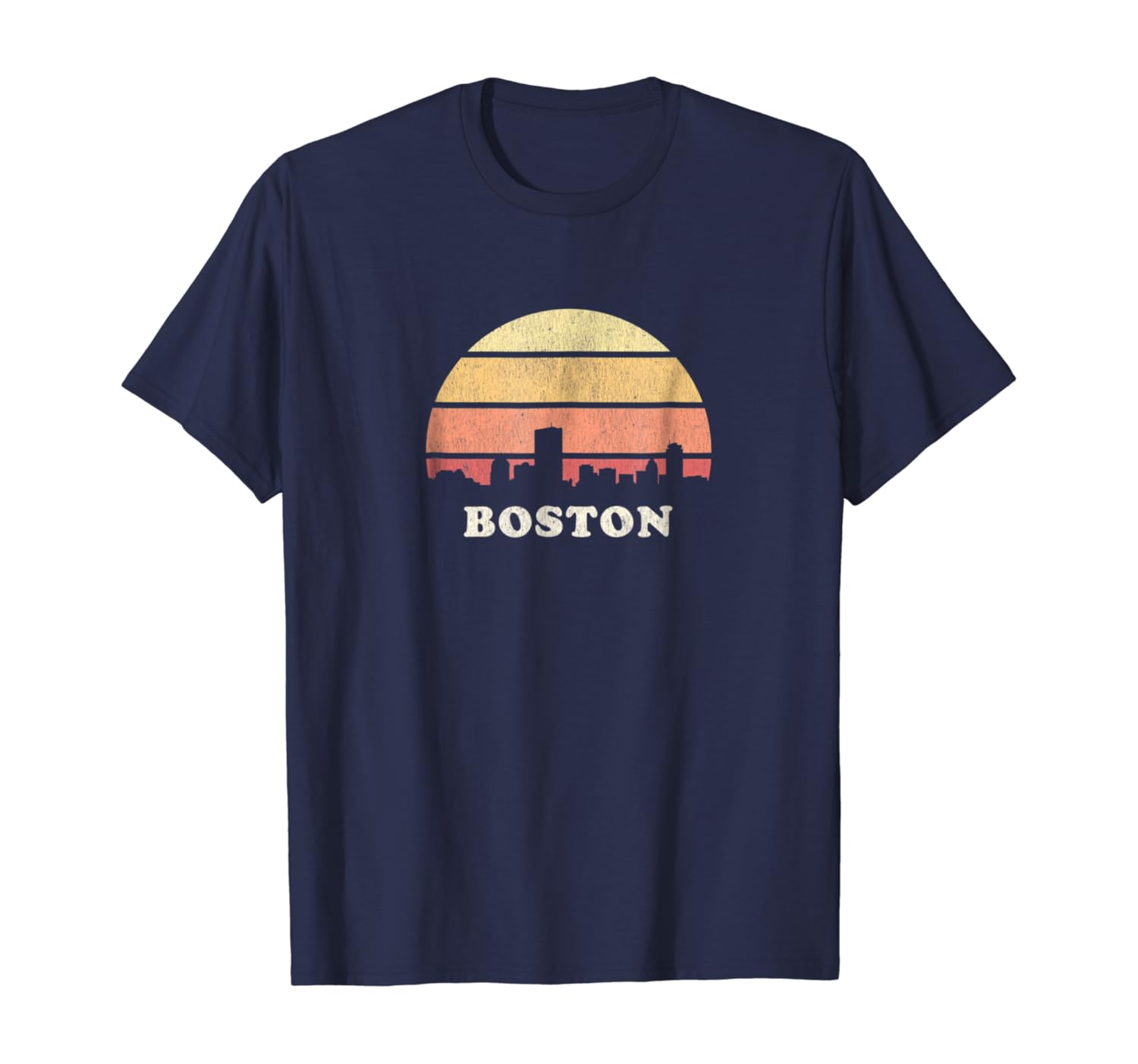 Boston MA T Shirt Vintage Sunset Skyline Retro Tee Design