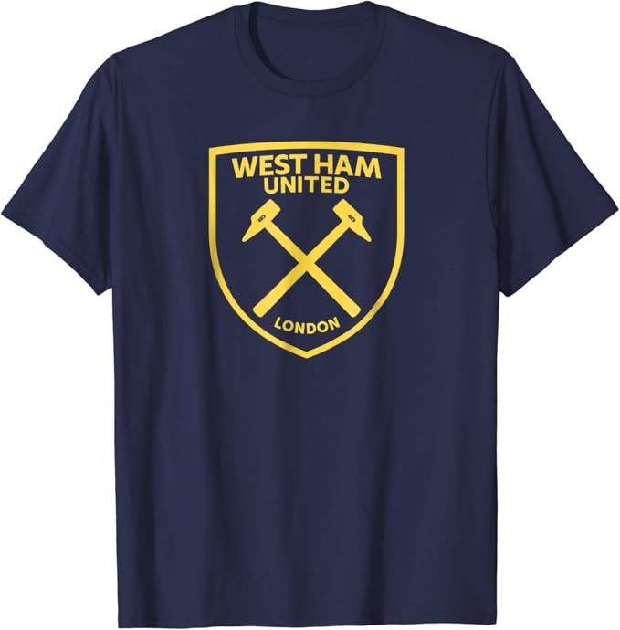 Amazon Com West Ham United Gold Crest T Shirt Black Navy Clothing