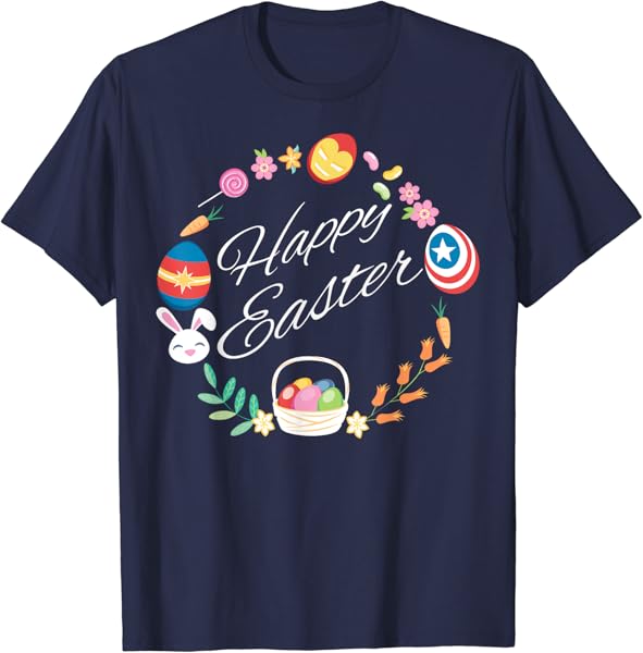 Marvel Easter Floral Circle Happy Easter T-Shirt