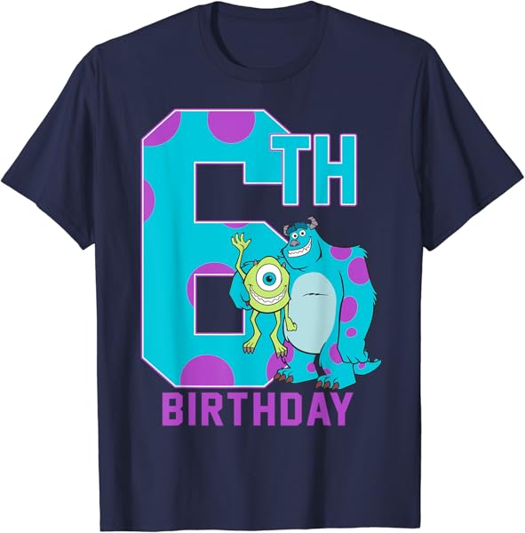 Disney Pixar Monsters Inc. Mike & Sully Happy 6th Birthday T-Shirt