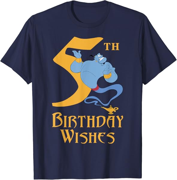 Disney Aladdin Genie 5th Birthday Wishes T-Shirt