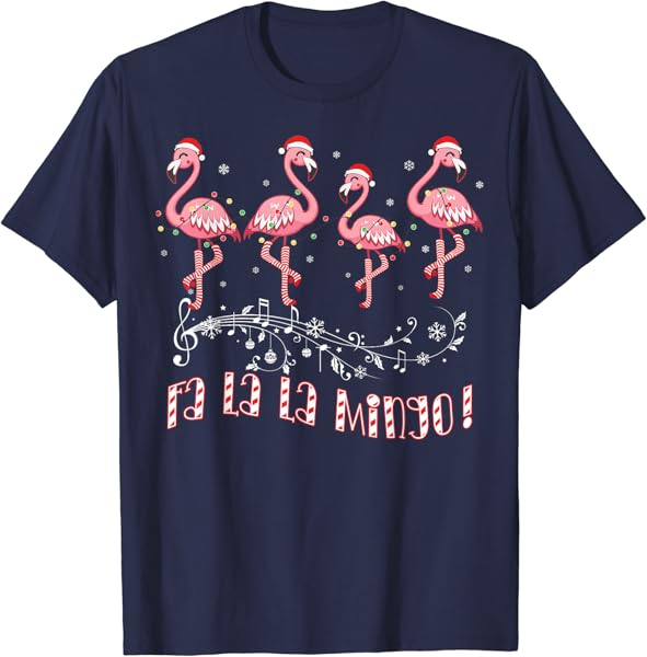 Candy Cane Flamingoes Fa La La MINGO Flamingo Christmas T-Shirt