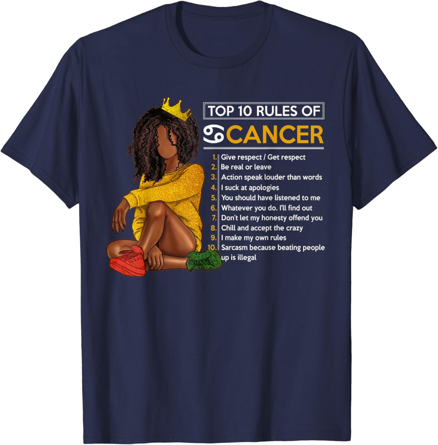 Funny Top 10 Rules Of Cancer Zodiac Sign Horoscope Birthday T-Shirt