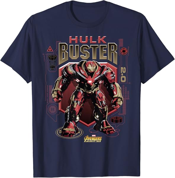 Marvel Infinity War Hulk Buster Schematic Graphic T-Shirt T-Shirt