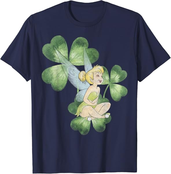 Disney Peter Pan St. Patrick\'s Day Tinker Bell Clover Retro T-Shirt