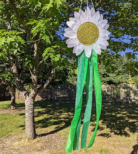 Miniatura 2 de Madrona Brands Manguito de viento de margarita  Decoración duradera para colgar en exteriores  Patio, jardín, patio, hogar y más  42 pulgadas