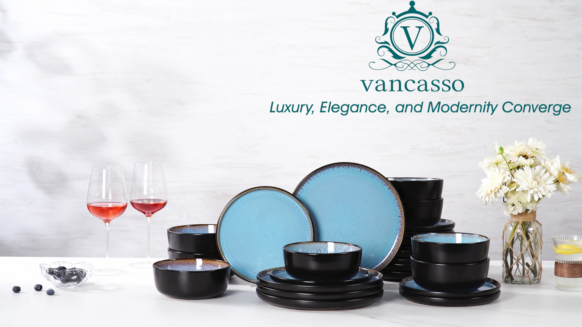 Amazon.com | vancasso Plates and Bowls Sets, 24 Pieces Stoneware