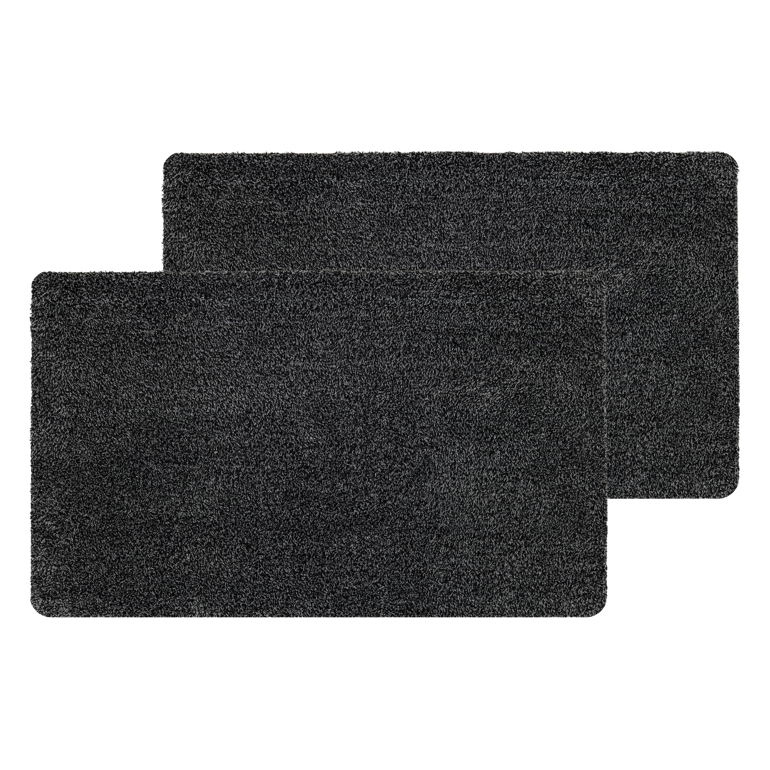 Rutschfeste Fußmatte innen waschbar - Schwarz / grau 2er Set 60 x 100 cm