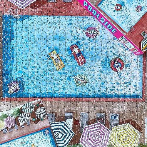 KESS Rompecabezas junto a la piscina  Digno de marco e inspirado en el artista  Colorido y divertido, rompecabezas de 1000 piezas para adultos y