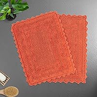 Vista 25 de TreeWool - Alfombras de baño con borde de ganchillo reversible en algodón de felpa (paquete de 2)