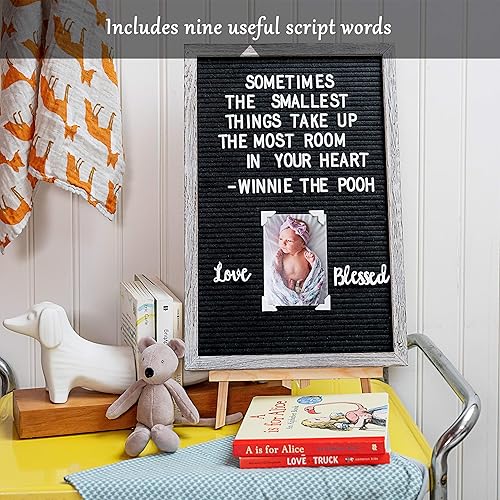 Miniatura 3 de Tablero de letras de fieltro con marco de madera rústica de 12x17 pulgadas, palabras en letra cursiva, letras precortadas, colgadores para cuadros,