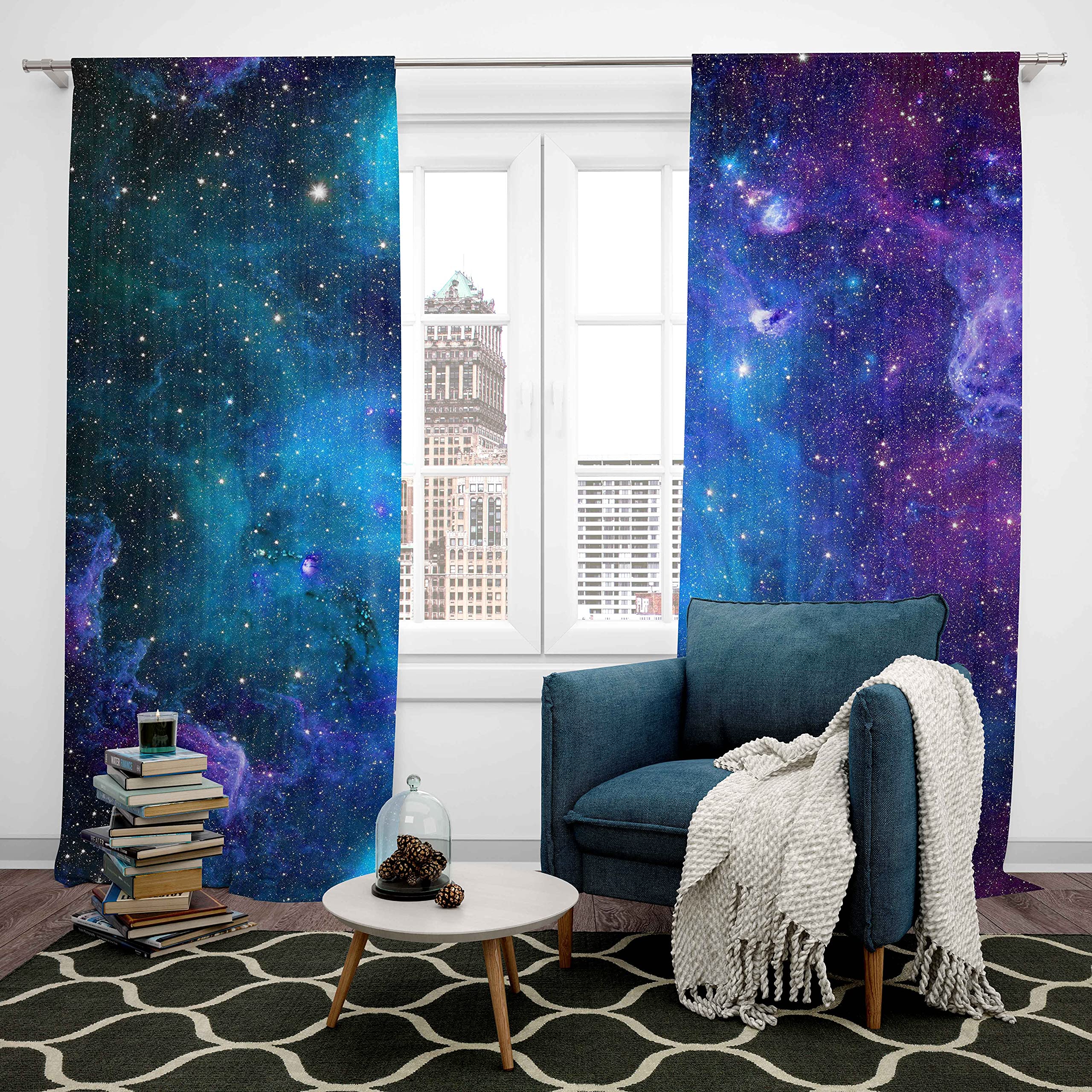 Loussiesd Galaxy Outer Space Curtains For Bedroom Living Room-Starry Nebula Universe Windows Drapes-Astronomy Astrology Theme For Kids,Boys,Girls,Adults-W46*L72 - Image 3