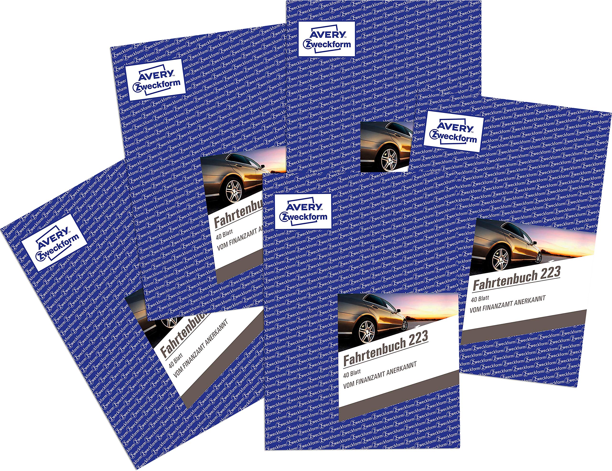 AVERY Zweckform 223 Fahrtenbuch für PKW (vom Finanzamt anerkannt, A5, auf 80 Seiten für insgesamt 858 Fahrten) 5 Stück