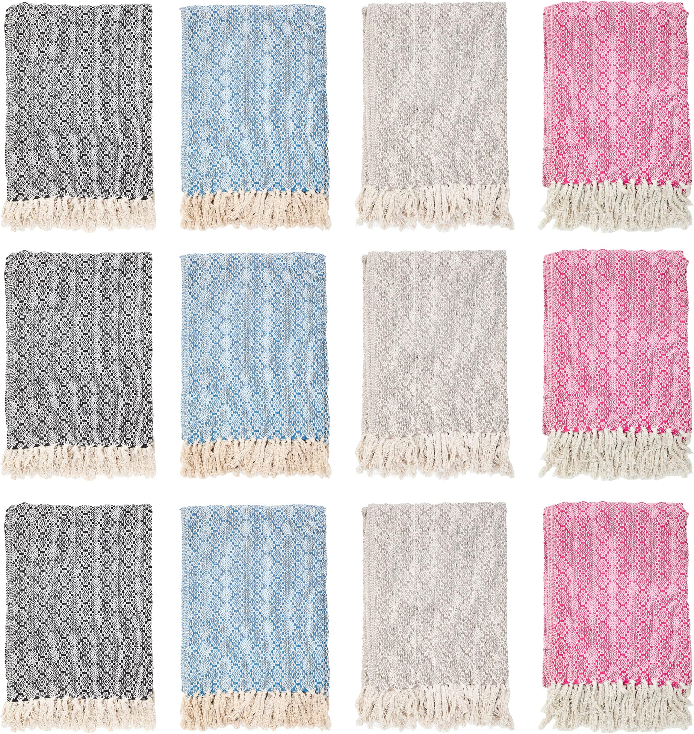 Arkwright Common Ground Pattern Throw Blankets - (Pack of 12) All Season Reversible Cotton Luxury Hotel Quality, Soft and Warm, Sundry Blankets for Bed, Camping, Sofa Chair, 50 x 70 in, Aztec