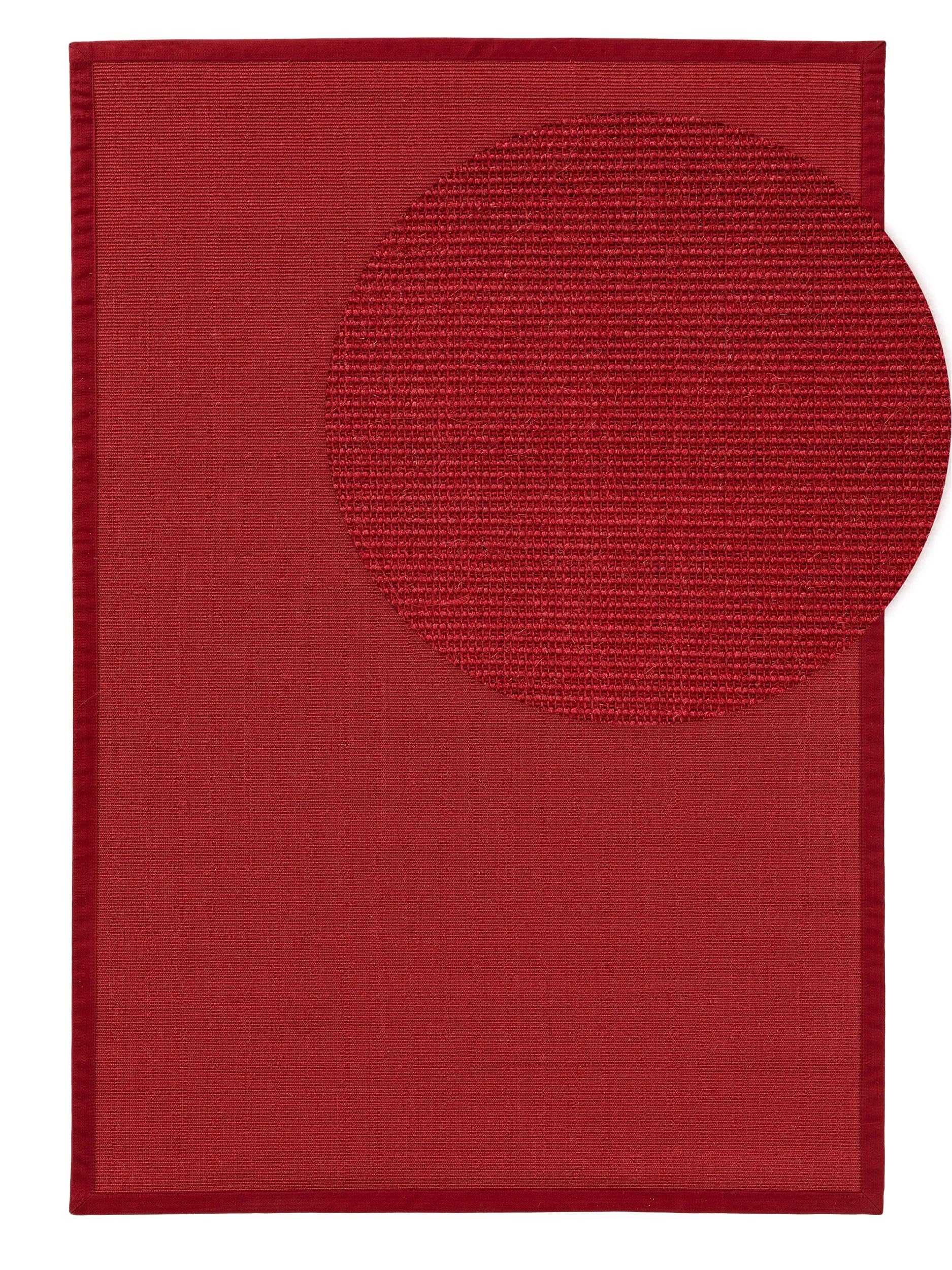 Sana Tapis en sisal pour l'intérieur et l'extérieur Rouge uni 160 x 230 cm