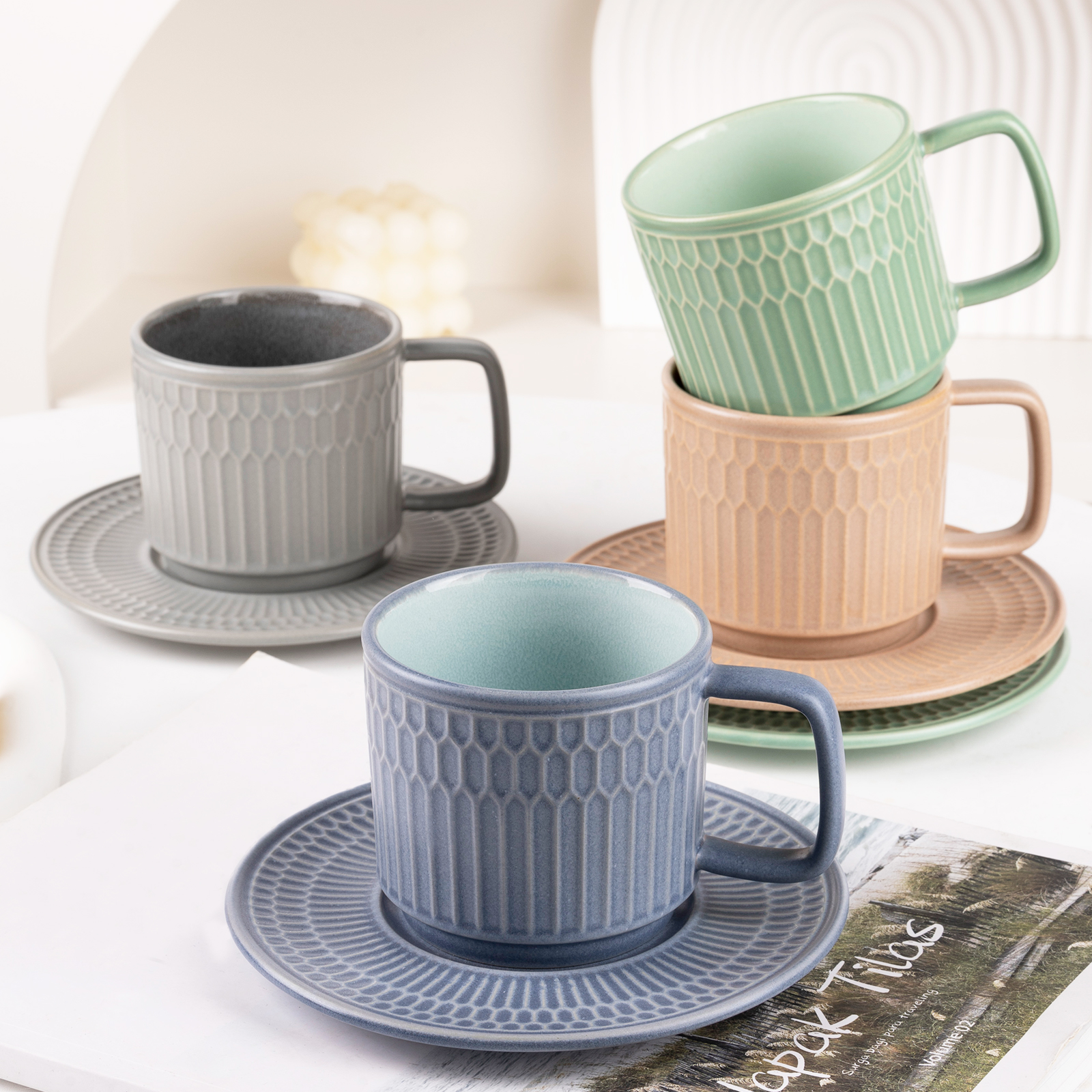 8 cup cafeteria フォートナム&メイソン Amazon.com: WHITEPEONY 8oz Cappuccino Cups with Saucers Set of 4