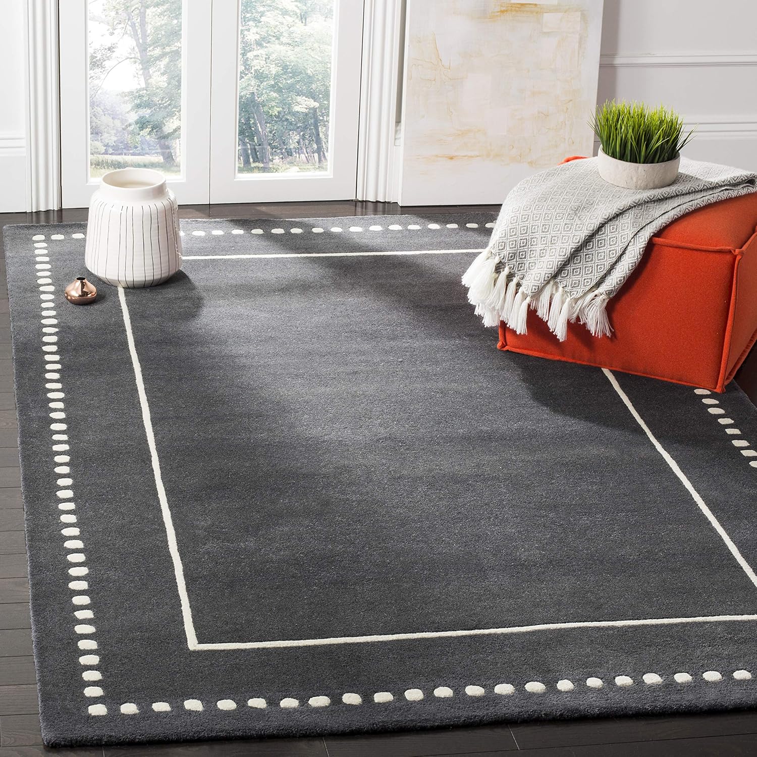 Ivory Hand-Tufted Wool 4' x 6' Rectangular Area Rug