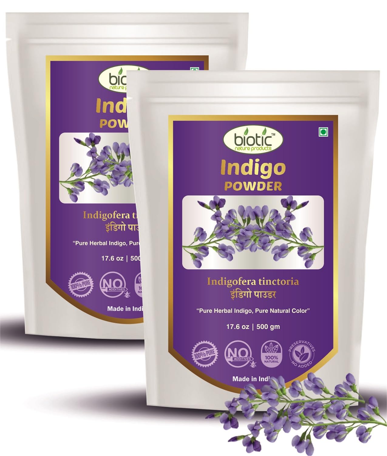 Biotic Natural and Herbal Indigo Powder for Hair Colour - Natural Organic Hair Dye for Black Brown Color for Men Women - 1kg (Pack of 2)-picture-18
