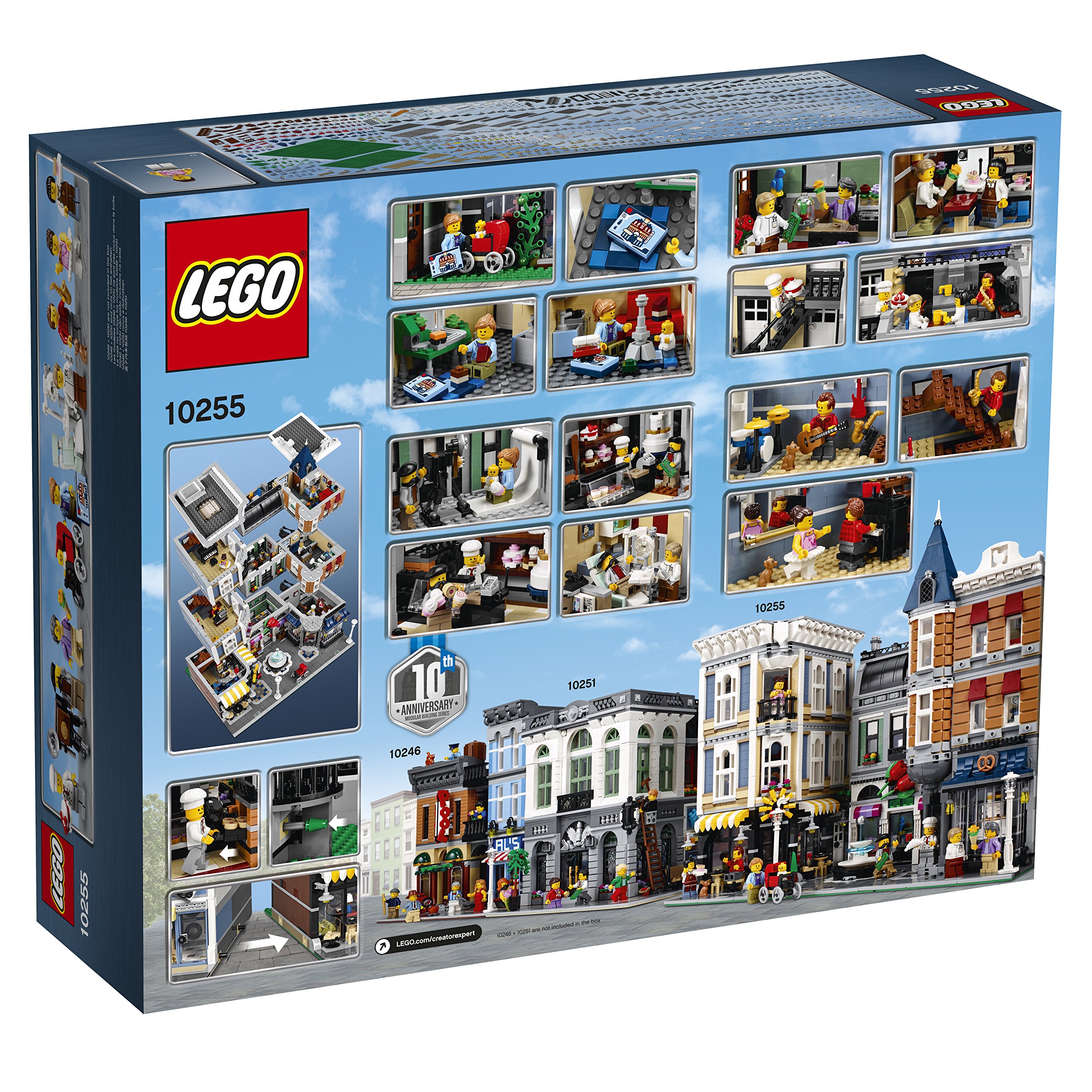 LEGO 10255 miejskie życie duży zestaw do budowania dla nastolatków i dorosłych, zestaw do budowy modułowej