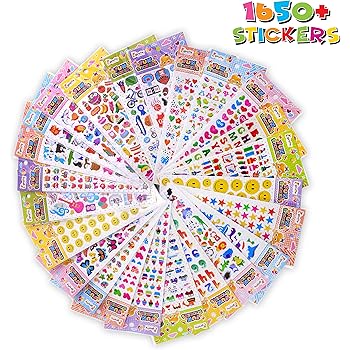 Amazon Com 3d Stickers For Kids 1650 Assorted Puffy Stickers For Kids Variety Pack For Sticker Books Or Scrapbooking Toddlers Girls And Boys Includes Animal Stickers Number Alphabet Dinosaurs And Stars