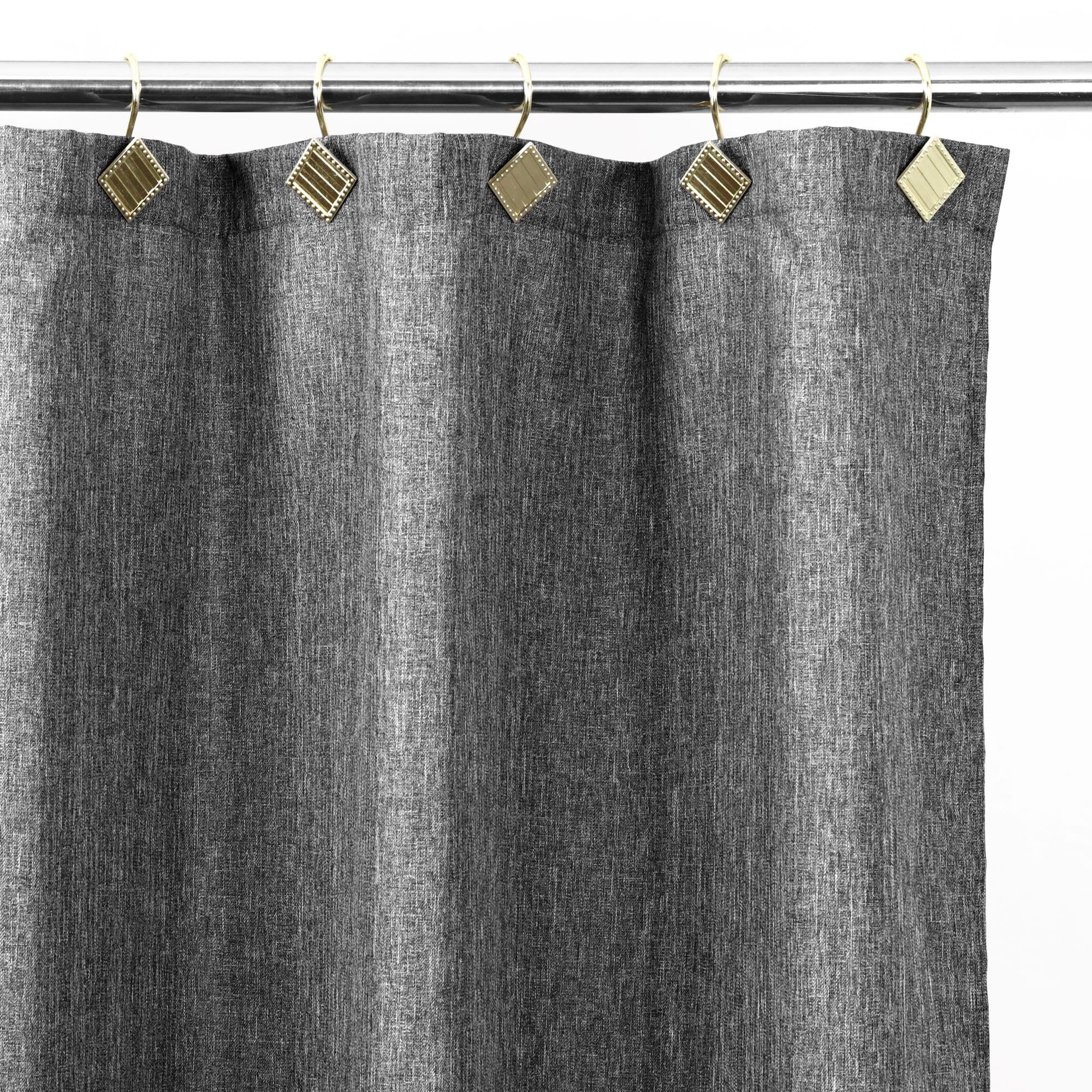 12 Crochets Rideau Douche Dorés Popkozzi - Laiton Doré Anti-Rouille - Style Ovale Élégant
