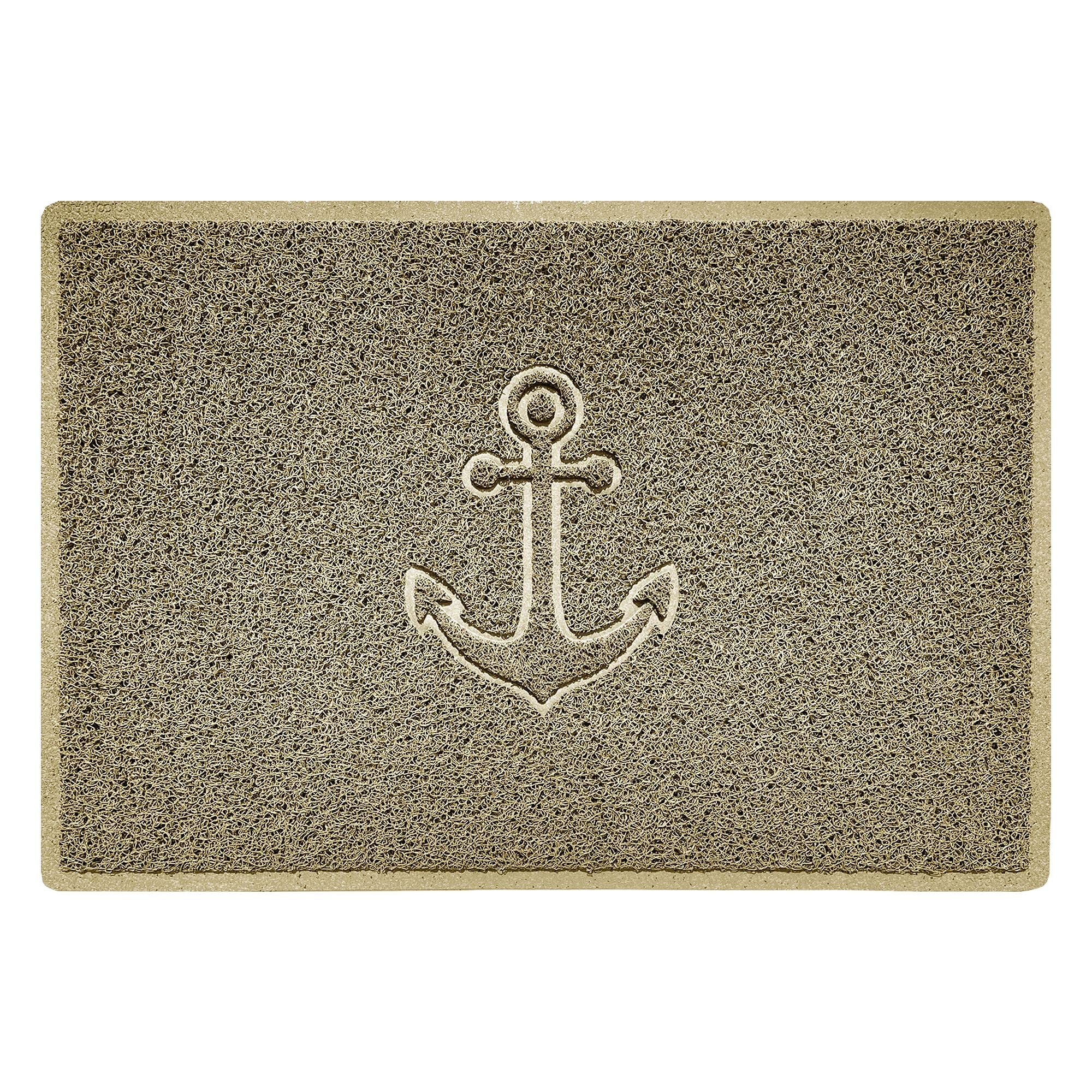 Nicoman Anchor Embossed Shape Door Mat Dirt-Trapper Washable Barrier Doormat-(Use Indoor or Sheltered Outdoor)-(90x60cm/3x2ft,Large) Beige