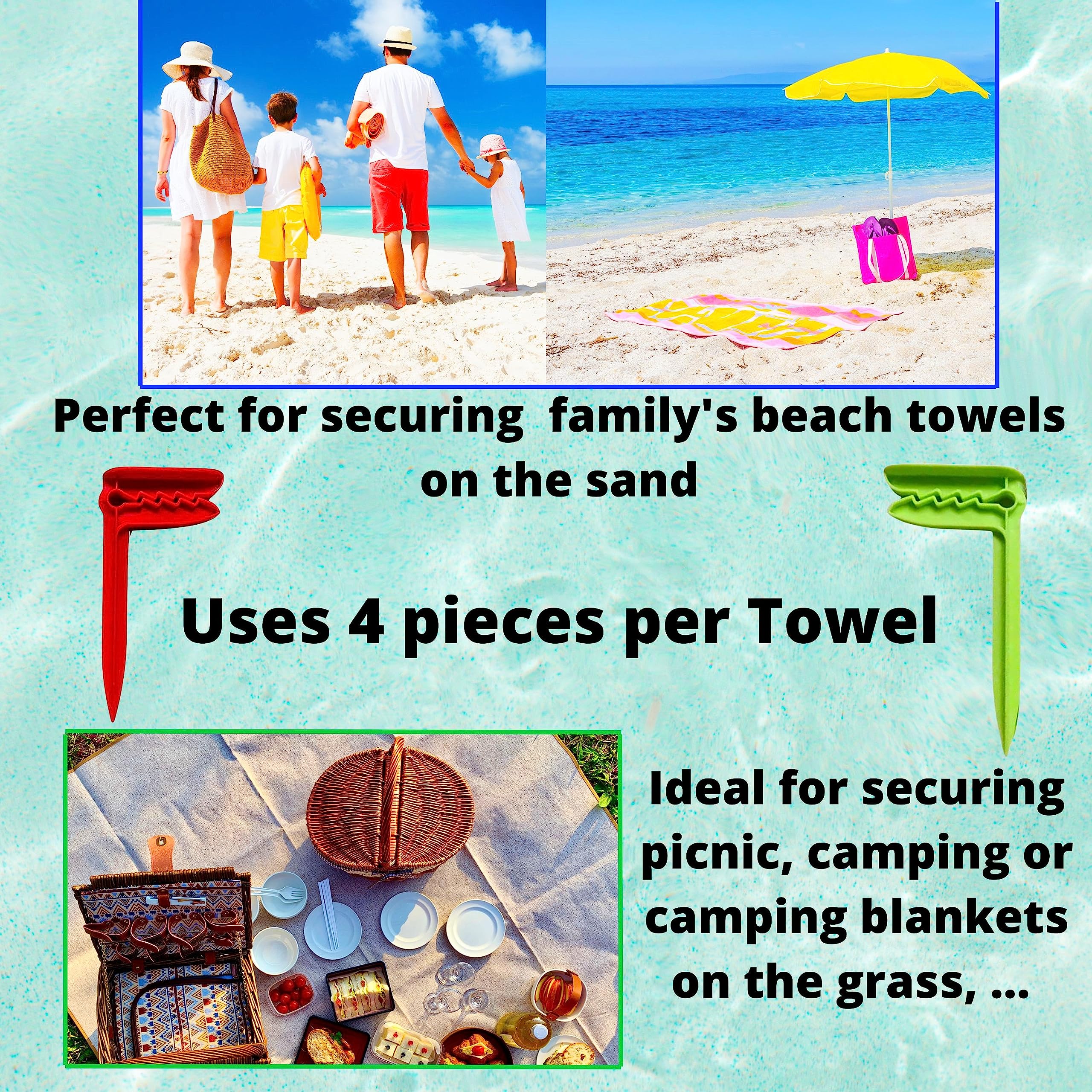 Pinze asciugamani da spiaggia - Clip mollette da spiaggia Accessori spiaggia rosso verde