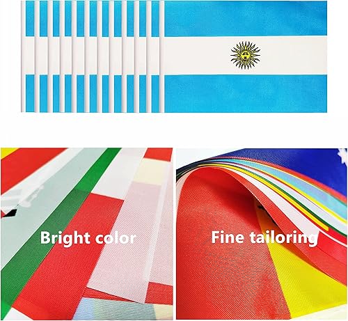 Miniatura 68 de Juego de 12 banderas de escritorio de España, pequeñas banderas españolas de oficina con poste negro sólido de 12 pulgadas, base negra y parte