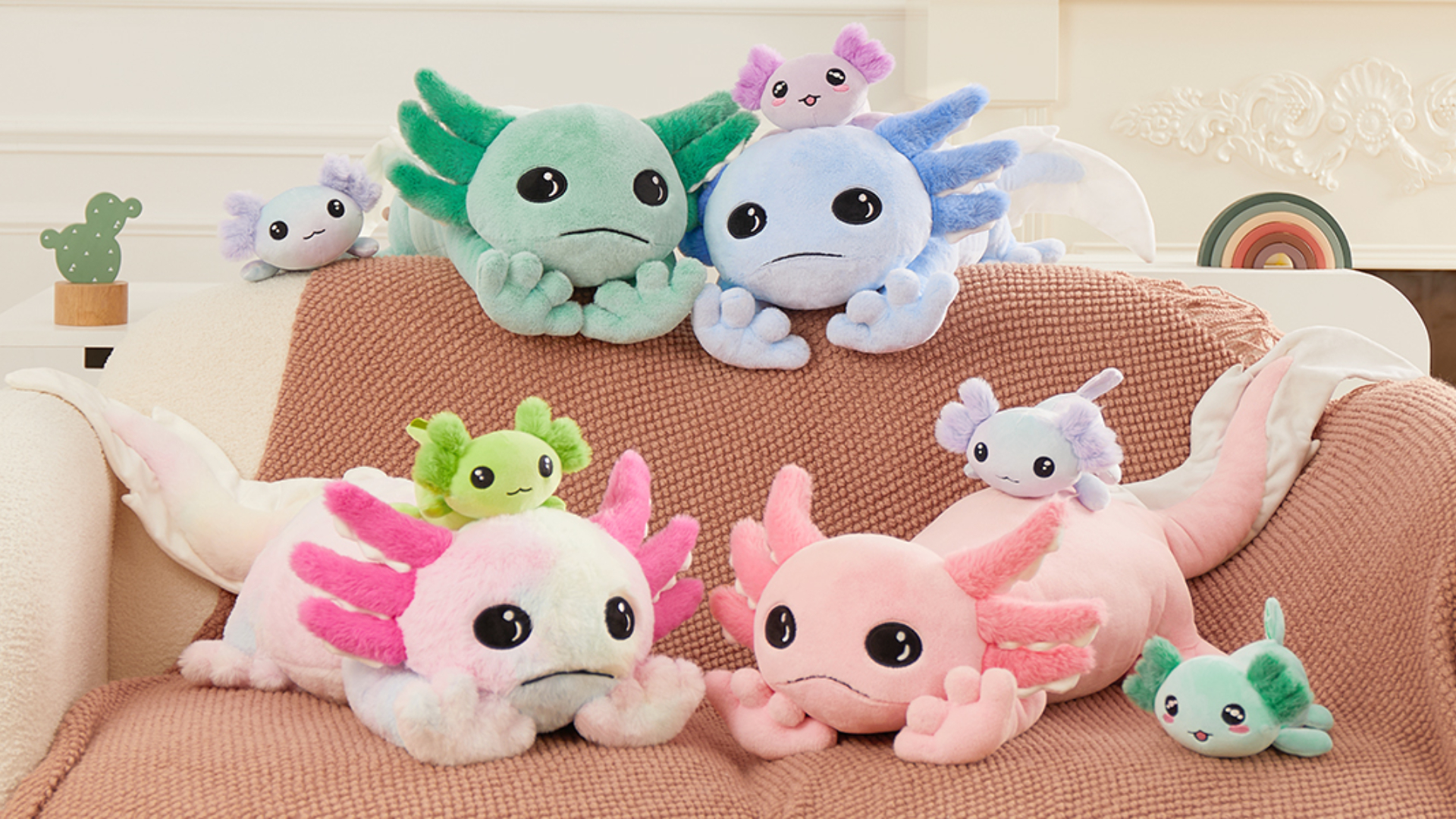 Grey Axolotl Plush Toy - Realistic Stuffed Animal, 31.5 Inches Soft Plush