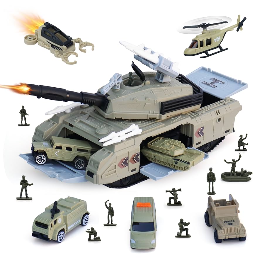 戦車と軍用トラックのミニチュアモデルセット おまけ付き 戦車と軍用トラックのミニチュアモデルセット おまけ付き