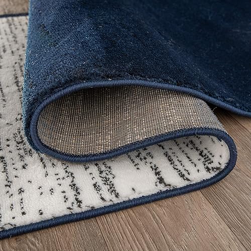 Miniatura 3 de Rugshop Tapete con diseño de cuadros, contemporáneo y moderno de 6pies 6pulgadas (diámetro), azul marino