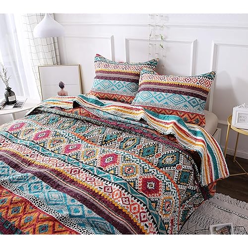 Southwest Aztec Quilt Full Queen Or King Bedspread Bedding 3 Piece