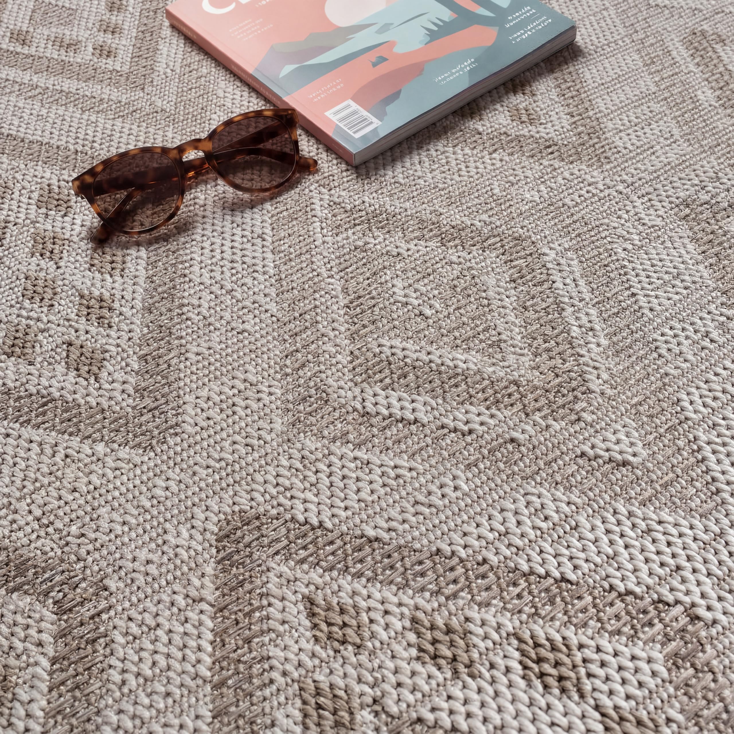 Paco Home Outdoor Teppich, Wetterfest, UV-beständig & Pflegeleicht, Flachgewebe Modern Boho-Style. Ideal für Terrasse Balkon Wohnzimmer & Küche, Grösse:200x280 cm, Farbe:Beige 2