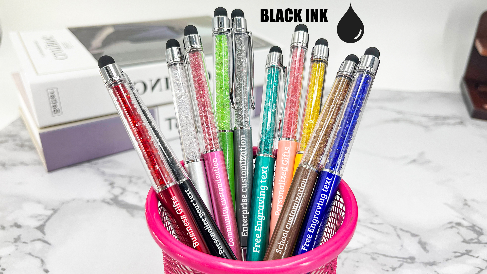 Personalized Pen 1 Pcs,Custom Ballpoint Pens With Engraved Business Name Message Logo,Black Ink ‎Click-Off Cap,Gift For Anniversaries,Graduations, Birthdays-Blue