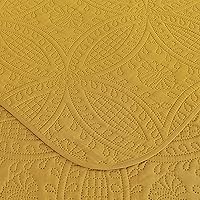 Vista 6 de Chezmoi Collection Austin Juego de colcha de cama Queen de 3 piezas con edredón acolchado Pinsonic de gran tamaño, Queen, Mostaza De gran