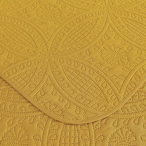 Miniatura 6 de Chezmoi Collection Austin - Juego de colcha tamaño King de 3 piezas Pinsonic acolchada de gran tamaño, tamaño King, mostaza