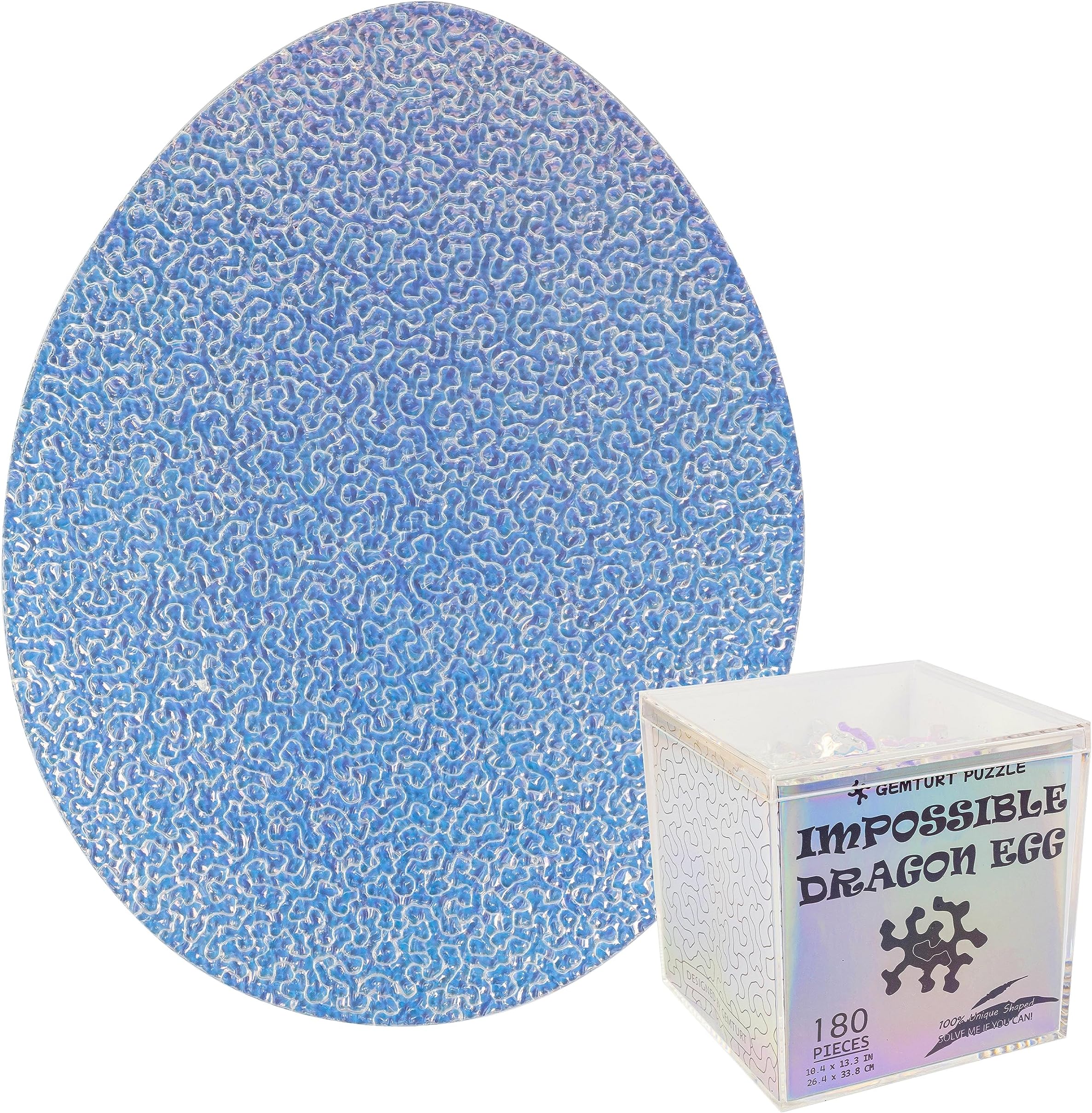 Impossible Dragon Egg - Jigsaw Puzzle, wavy surface, Unique Color Changing Iridescent Acrylic 180 Pieces Challenge Game for Adults Gift DIY by GEMTURT